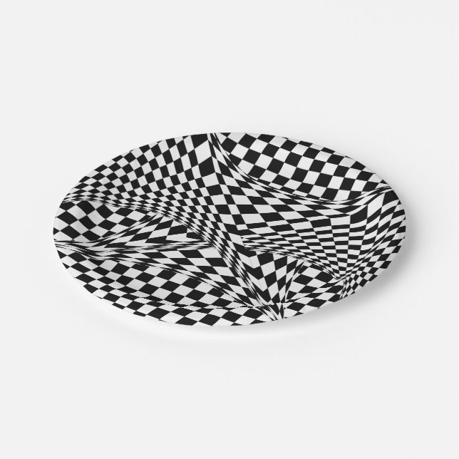 Twisted Checkers by Kenneth Yoncich Paper Plate (Angled)