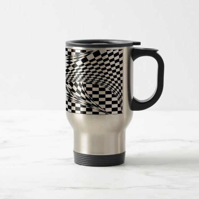 Twisted Checkers by Kenneth Yoncich Travel Mug (Right)