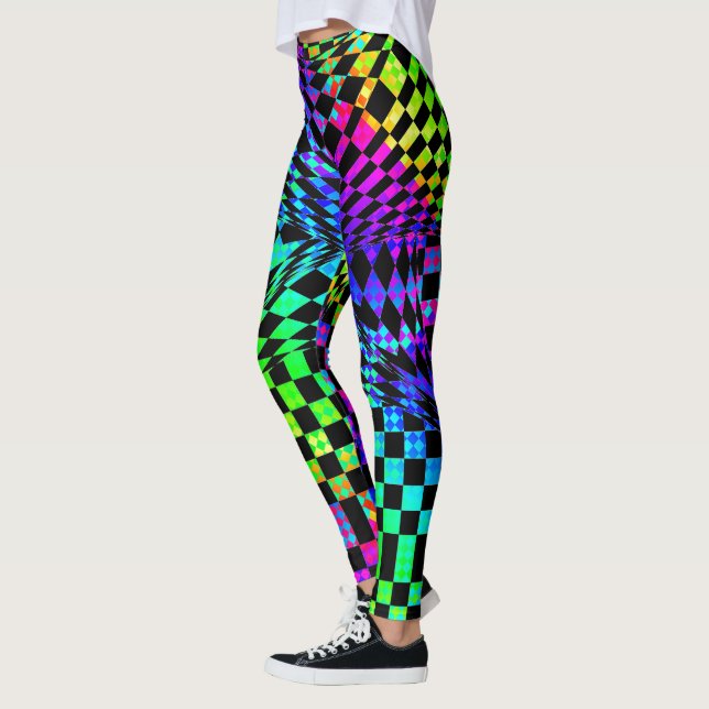 Twisted Checkers Multi by Kenneth Yoncich Leggings (Left)
