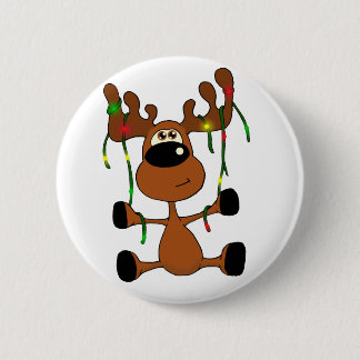 Twisted Christmas Moose 2 Inch Round Button