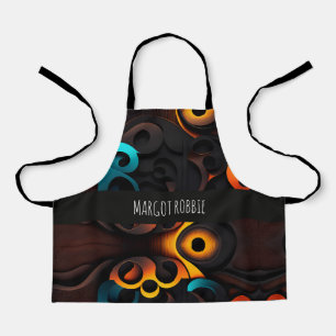 Twisted circles Blue Abstract Geometric Pattern Apron