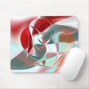 Twisted circular pieces in soft red coral to grey  mouse pad