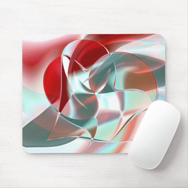 Twisted circular pieces in soft red coral to grey  mouse pad (With Mouse)