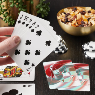 Twisted circular pieces in soft red coral to grey  playing cards