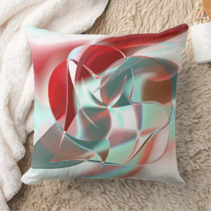 Twisted circular pieces in soft red coral to grey  throw pillow
