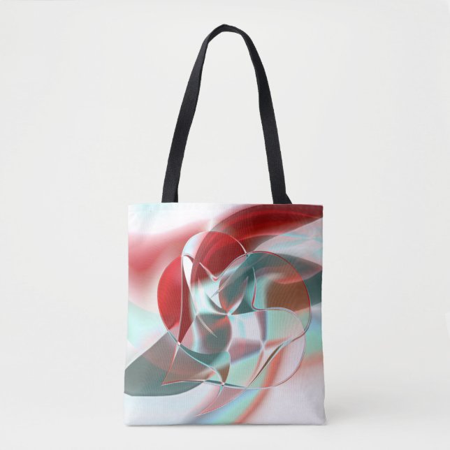 Twisted circular pieces in soft red coral to grey  tote bag (Front)