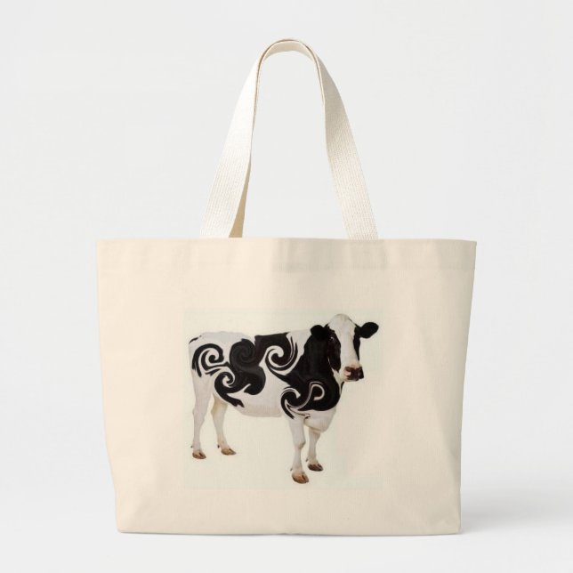 Twisted Cow Design Large Tote Bag (Front)