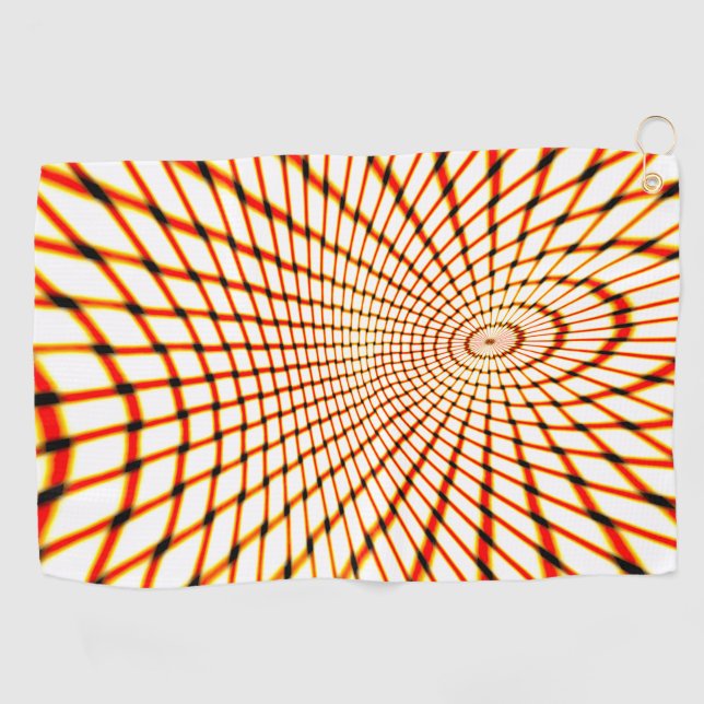 Twisted crossed orange lines forming sunken circle golf towel (Horizontal)