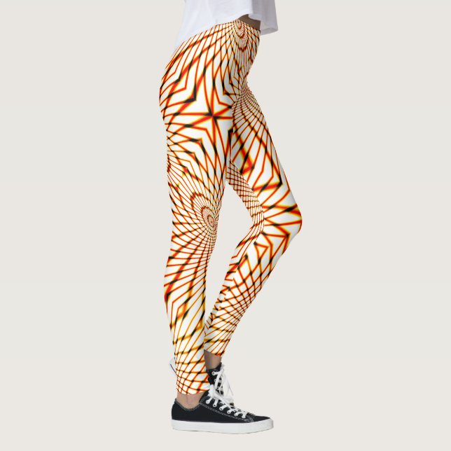 Twisted crossed orange lines forming sunken circle leggings (Right)