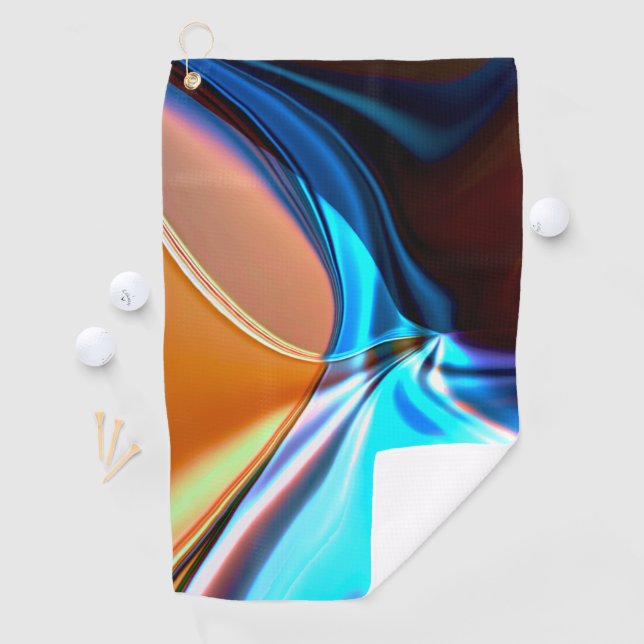Twisted curves in nickeled blue and acrylic orange golf towel (InSitu)