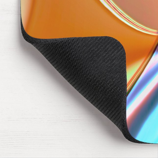 Twisted curves in nickeled blue and acrylic orange mouse pad (Corner)