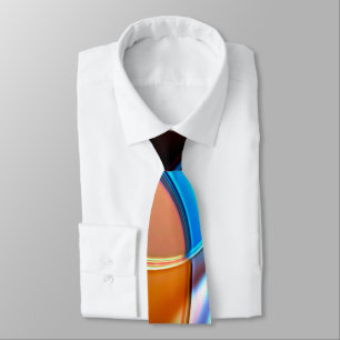 Twisted curves in nickeled blue and acrylic orange tie