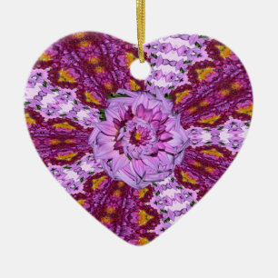 Twisted Dahlia Flowers Heart Ornament