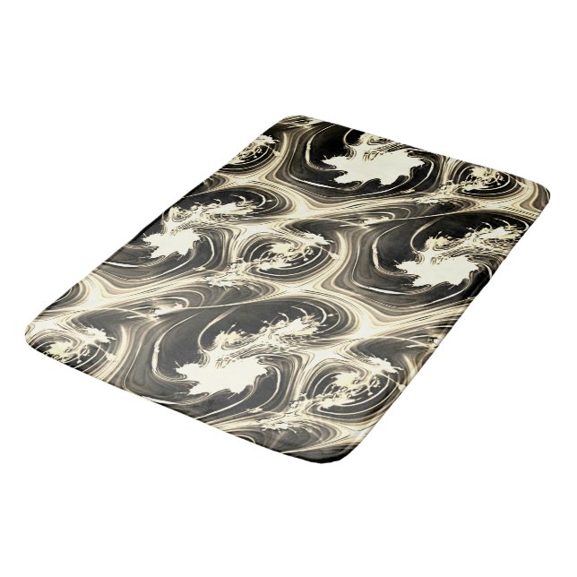 Twisted fractal rapport of luminous beige strokes  bath mat (Angled)