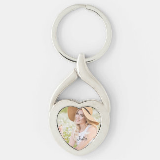Twisted Heart Photo Metal Keychain