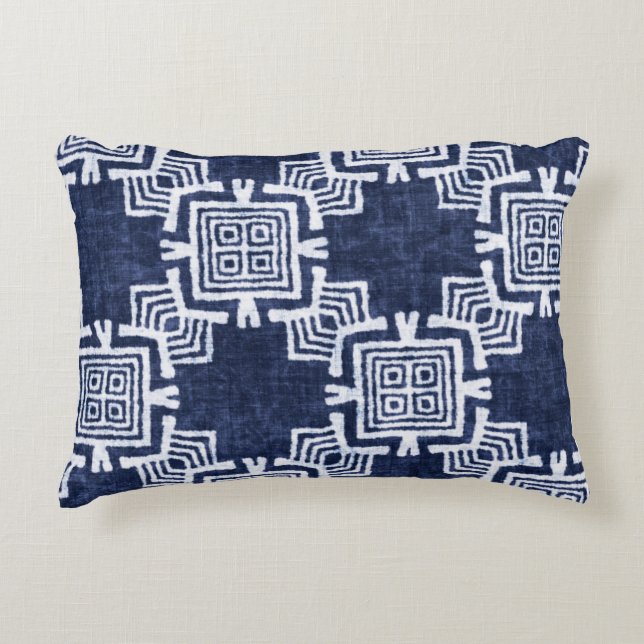 Twisted indigo chequered textured background. accent pillow (Front)