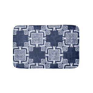 Twisted indigo chequered textured background. bath mat