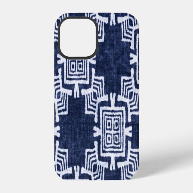 Twisted indigo chequered textured background. iPhone case (Back)