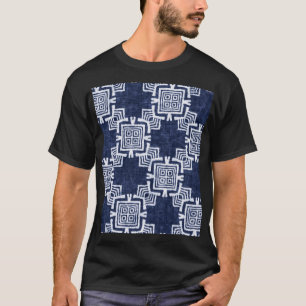 Twisted indigo chequered textured background. T-Shirt