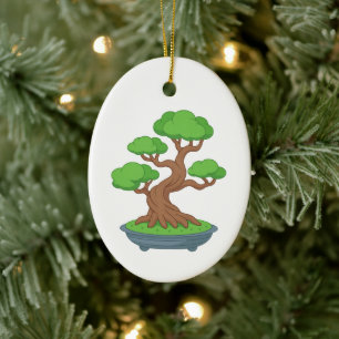 Twisted Japanese Bonsai Tree Ceramic Ornament