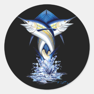 Twisted Marlins Jumping Classic Round Sticker