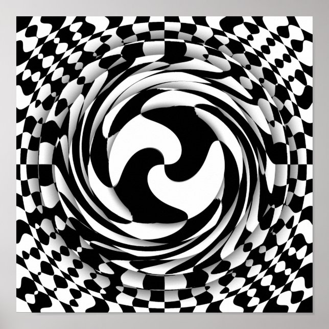 Twisted mind Black and white op art 12" x 16" Poster (Front)