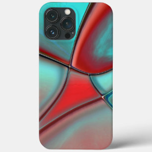Twisted plates with convex edge red and turquoise iPhone 13 pro max case