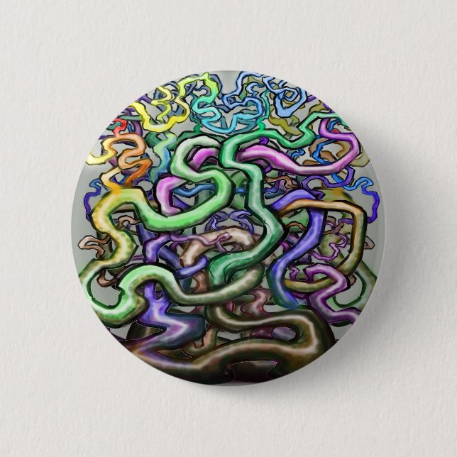 Twisted Rainbow Vines 2 Inch Round Button (Front)