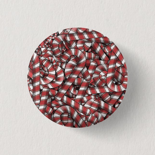 Twisted Red Striped Abstract Candy Canes 1 Inch Round Button (Front)