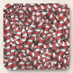 Twisted Red Striped Abstract Candy Canes Coaster