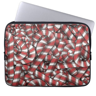 Twisted Red Striped Abstract Candy Canes Laptop Sleeve