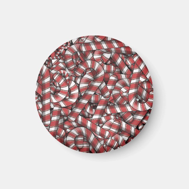 Twisted Red Striped Abstract Candy Canes Magnet (Front)