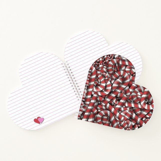 Twisted Red Striped Abstract Candy Canes Notebook (Inside)