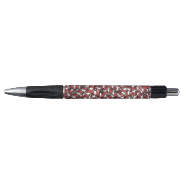 Twisted Red Striped Abstract Candy Canes Pen (Front)