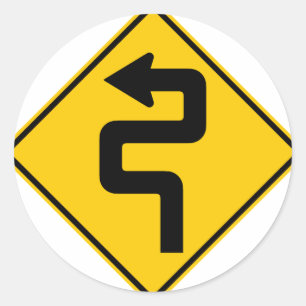 Twisted Road Ahead Highway Sign Classic Round Sticker