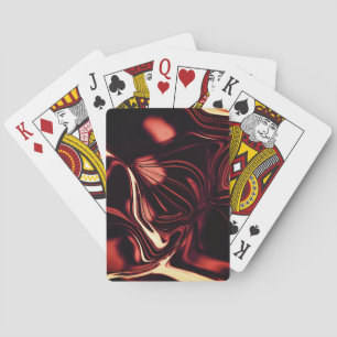 Twisted shapes in red that look like matte metal   playing cards
