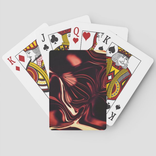 Twisted shapes in red that look like matte metal   playing cards (Back)