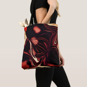 Twisted shapes in red that look like matte metal   tote bag