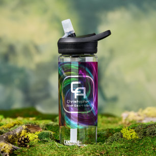 Twisted Smoke Monogram Aqua Water Bottle