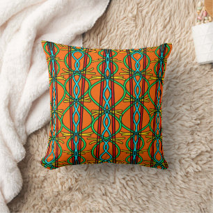 Twisted Southwestern Style Symmetrical Line Art Throw Pillow