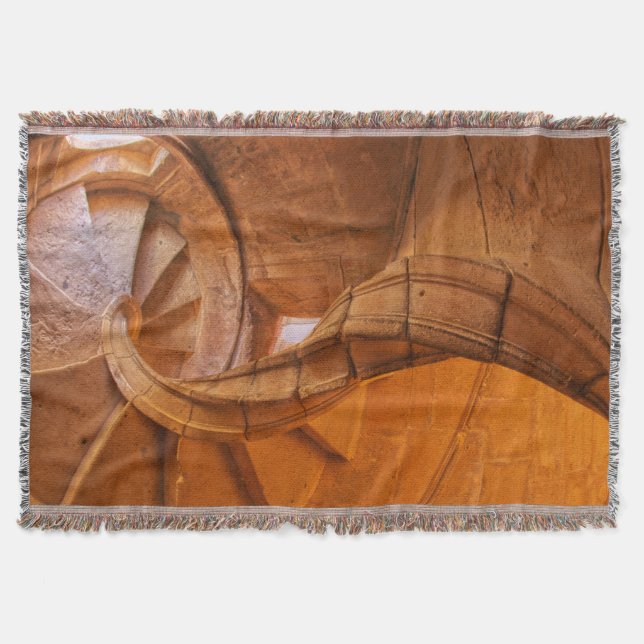 Twisted Spiral Staircase, Portugal Throw Blanket (Front)