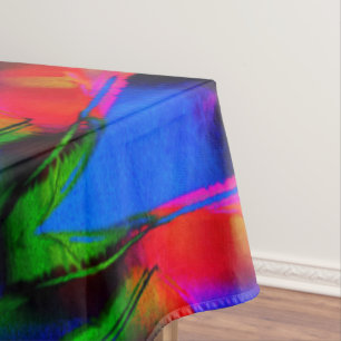 Twisted squares with green colourful 'brushstrokes tablecloth