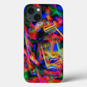 Twisted stained squares with coloured 'brushstroke iPhone 13 case