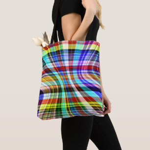 Twisted transparent coloured stripes crossing tote bag