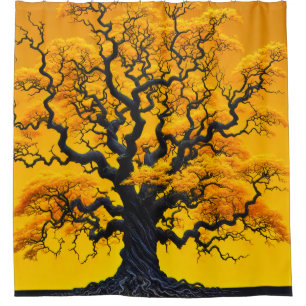 Twisted Tree Silhouette Radiant Golden Foliage