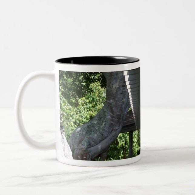twisted tree trunk Two-Tone coffee mug (Left)