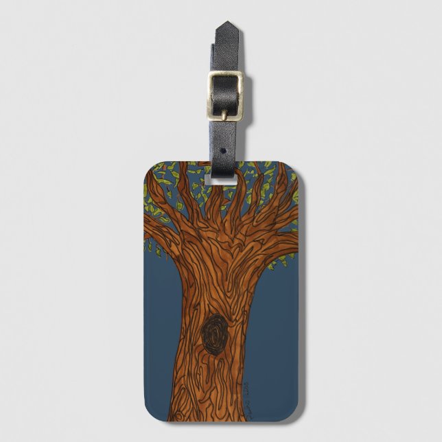 Twisted Tree with Blue background Luggage Tag (Front Vertical)