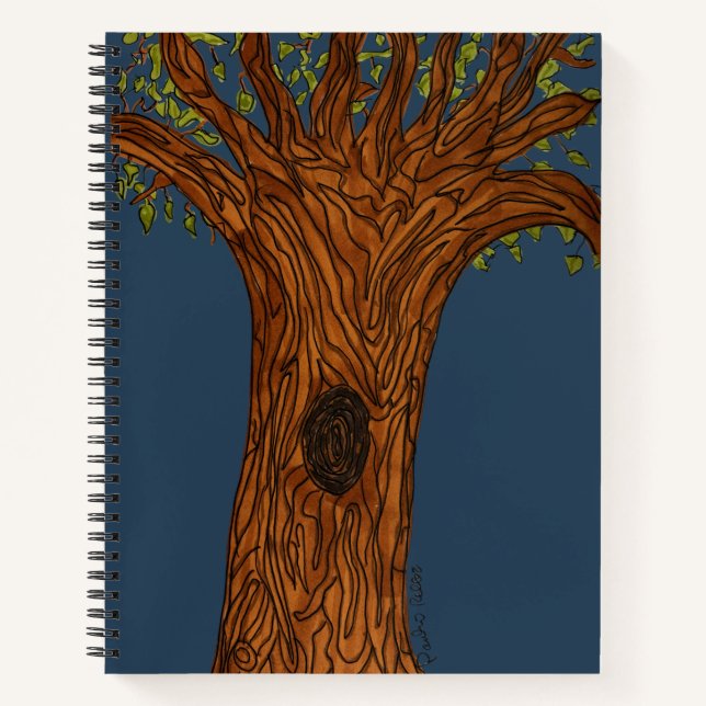 Twisted Tree with Blue background Notebook (Front)