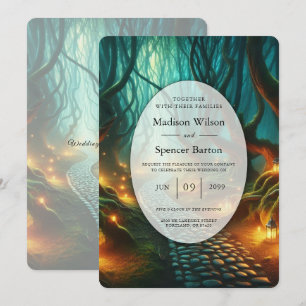 Twisted Woodland Lantern Path Wedding Invitation