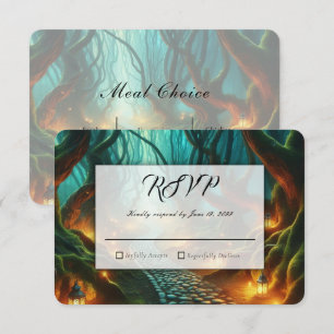 Twisted Woodland Lantern Path Wedding RSVP Card